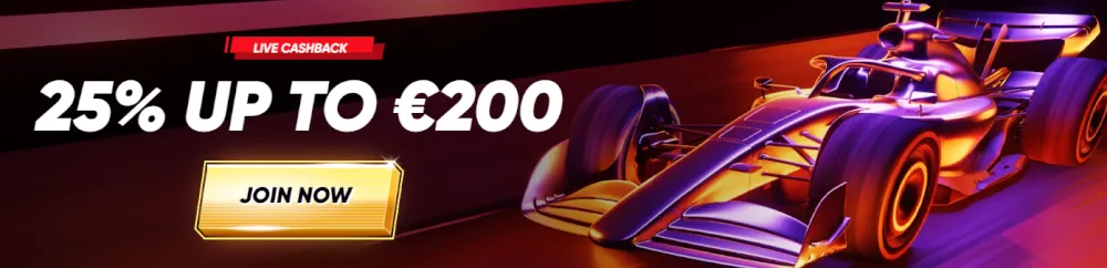 Oferta de cashback ao vivo QuickWin com 25% de reembolso em perdas